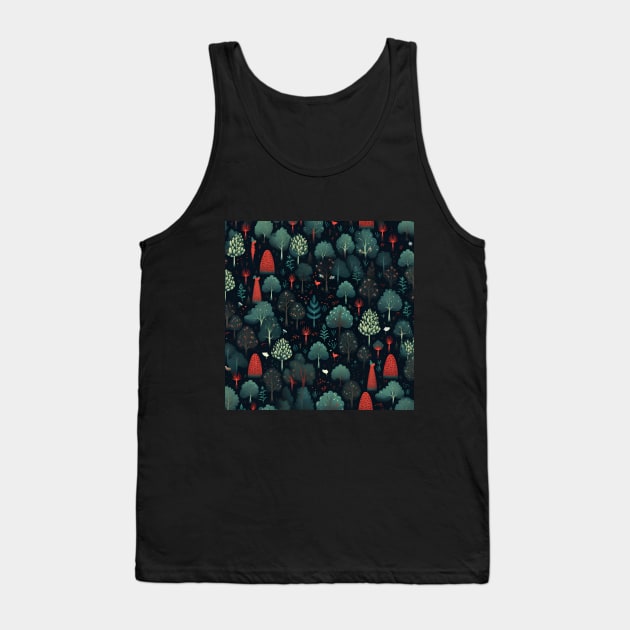 pattern with trees in a dark forest, botanical texture Tank Top by in leggings